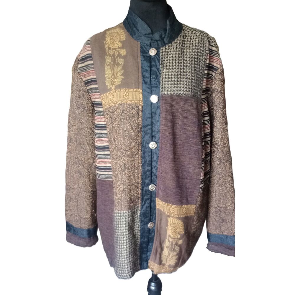 White Stag Women's L Patchwork Tapestry Mixed Earth Tone Jacket, Vtg